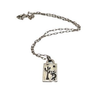 Sterling Kokopelli Pendant Necklace 21”